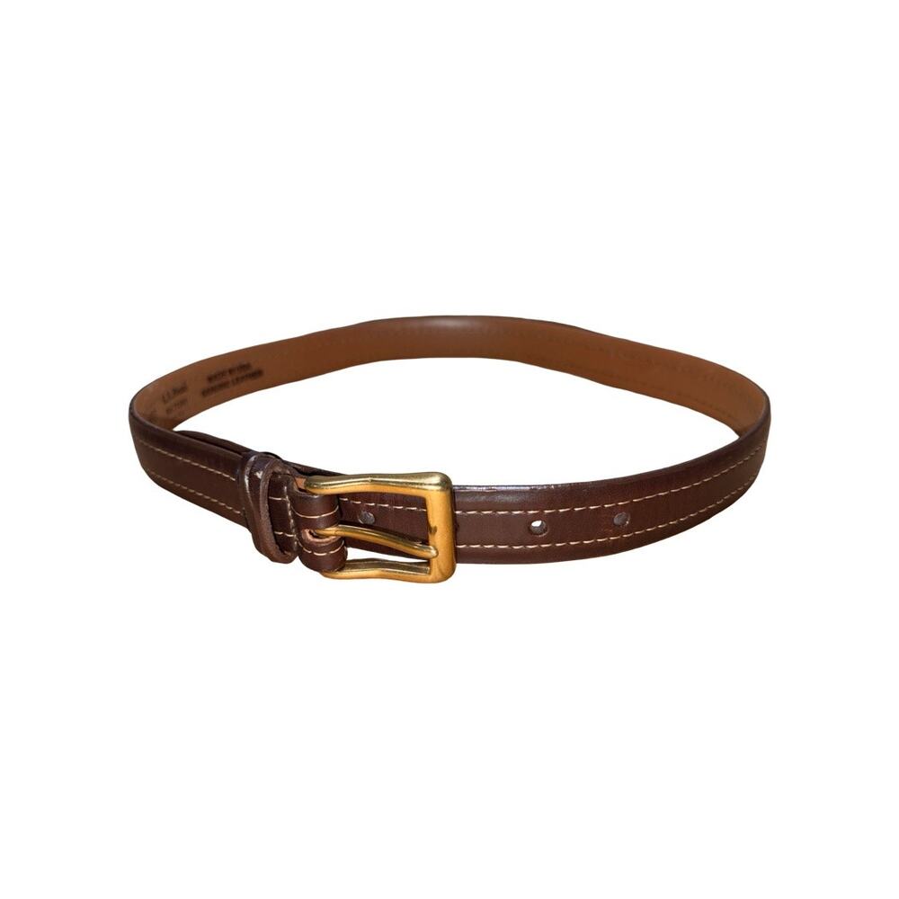 L.L. Bean Brown Genuine Leather Belt w/ Stitching Size: 28